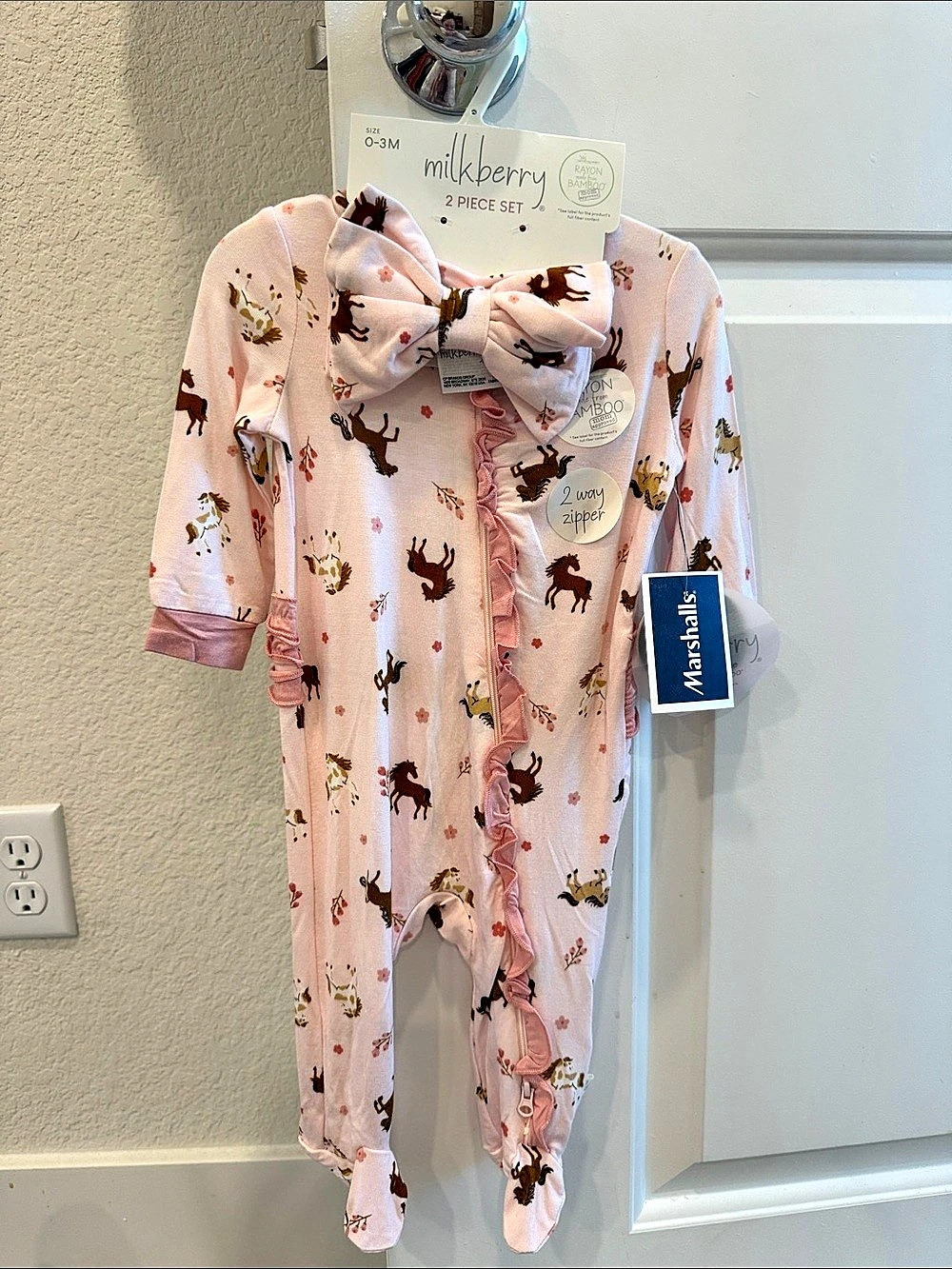 Milkberry 2 Piece Set Baby 2M Bamboo Footie Set NWT